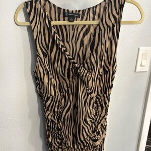 INC International Concepts Zebra Patterned Sleeveless Top - Black and Tan